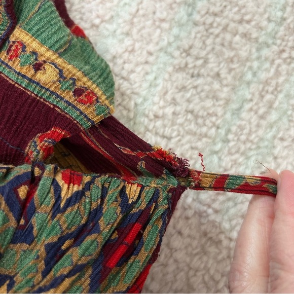 Vintage Bohemian Multicolor Maxi Dress Safari Print Size Medium Petite - Picture 13 of 13